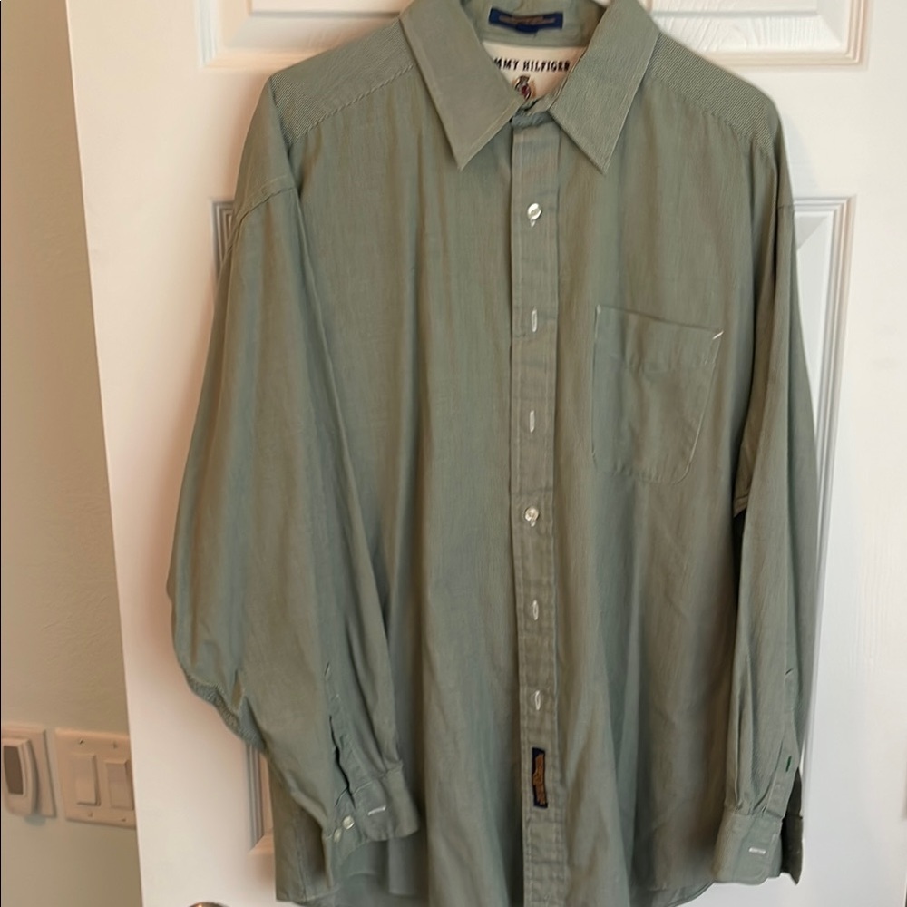 Tommy Hilfiger - Green/white Long Sleeve casual Shirt